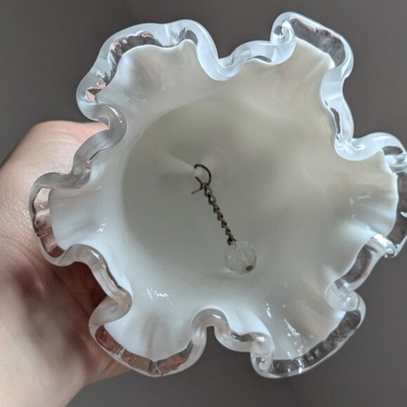 Vintage Fenton Milk Glass Bell Silver Crest Wedding Bell Paisley Pattern - Picture 4 of 4